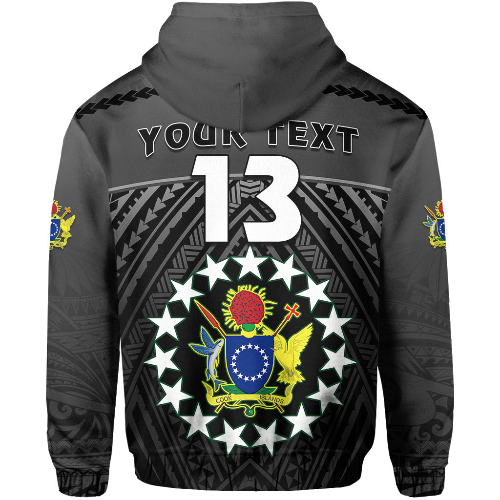 Custom The Kukis Zip Hoodie Cook Islands Rugby Black Custom Text and Number LT13 - Polynesian Pride