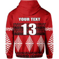 Custom Tonga Zip Hoodie Tongan Pattern Custom Text and Number LT13 - Polynesian Pride