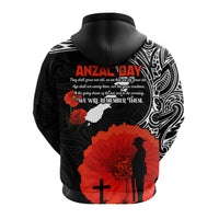 Custom New Zealand ANZAC 2022 Hoodie Maori Mix Fern Poppy LT13 - Polynesian Pride