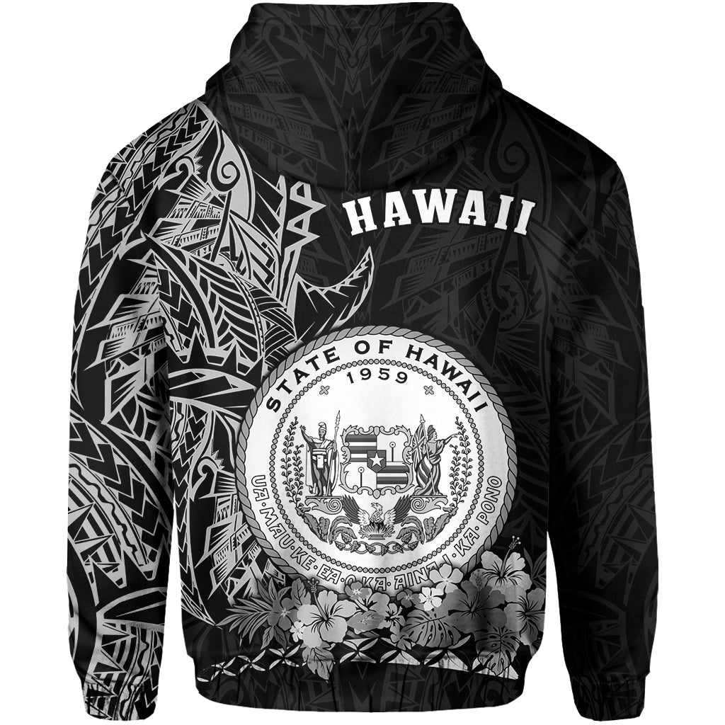 Hawaiian Polynesian Hoodie White Seal of Hawaii LT13 - Polynesian Pride