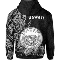Hawaiian Polynesian Hoodie White Seal of Hawaii LT13 - Polynesian Pride
