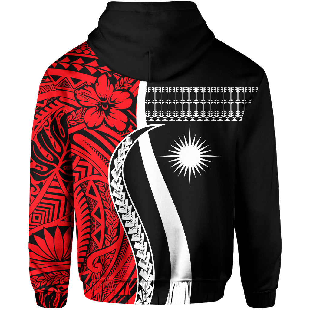 Custom Marshall Islands Zip Hoodie Simple Pattern Version Red LT13 - Polynesian Pride