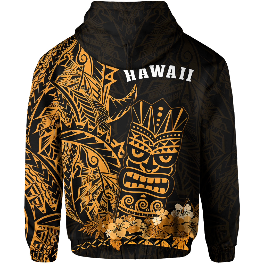 Hawaii Polynesian Hoodie Gold Tiki Masks Hawaiian LT13 - Polynesian Pride
