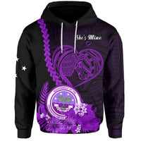 Custom FSM Valentine Couple Hoodie Heart Love Tropical Flowers Purple LT14 - Polynesian Pride