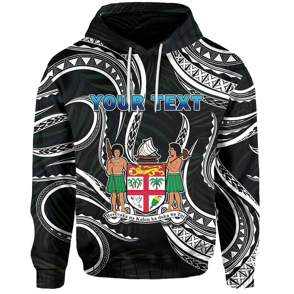 Custom Fiji Coat of Arms Hoodie Polynesian mix Coconut Pattern LT13 Unisex Black - Polynesian Pride