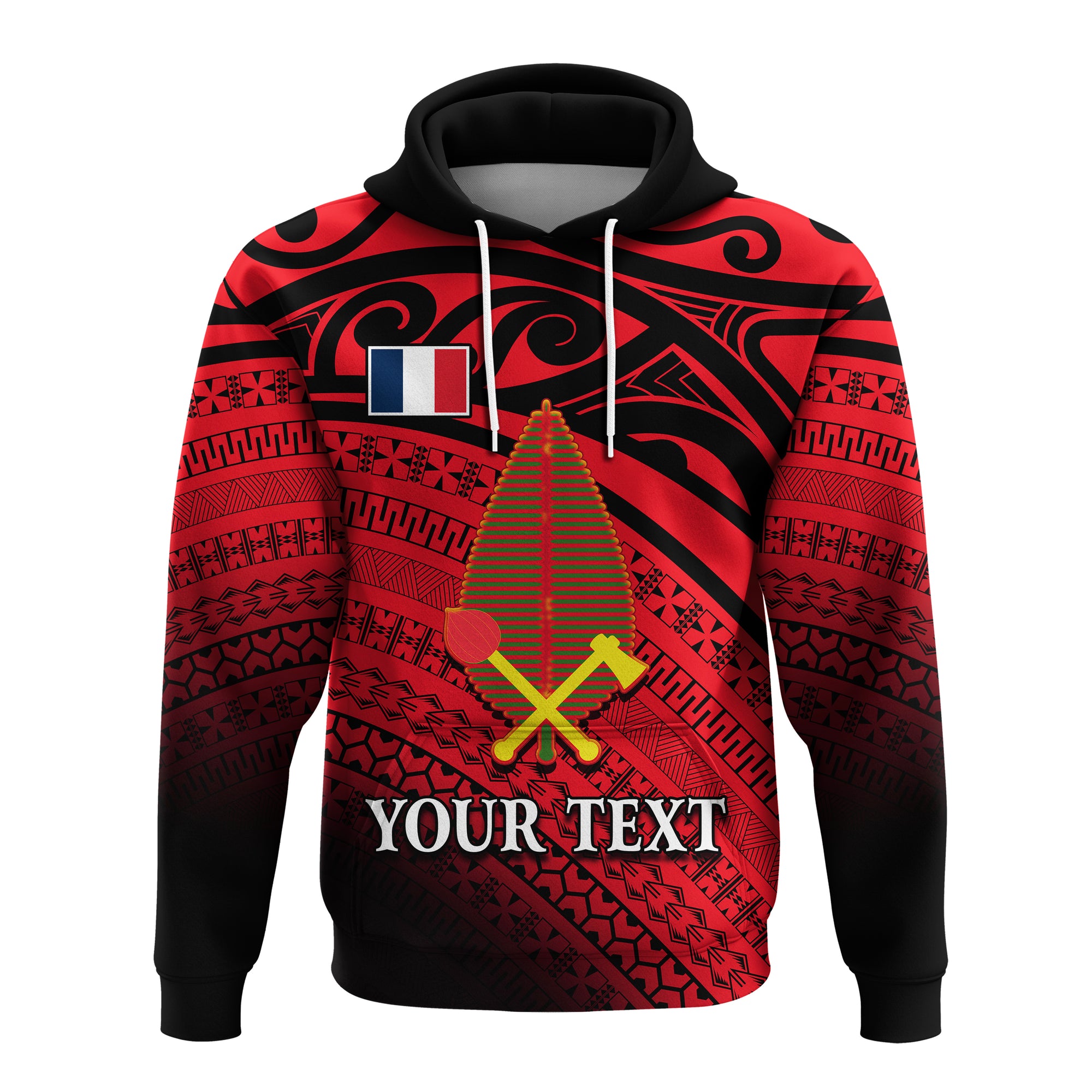 Custom Alo Chiefdom Wallis et Futuna Hoodie Polynesian Pattern and Flag LT13 Hoodie Red - Polynesian Pride