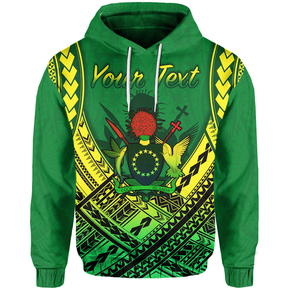 Custom Cook Islands Rugby Zip Hoodie Simple Polynesian LT13 Unisex Green - Polynesian Pride