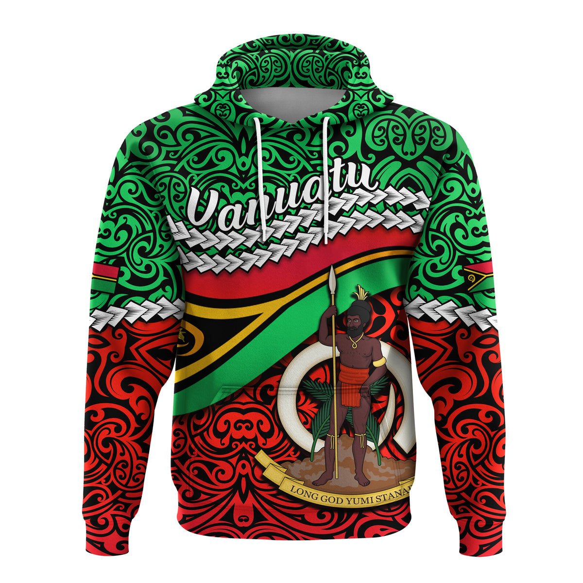 Proud Vanuatu Hoodie Pattern Mix Flag LT13 - Polynesian Pride