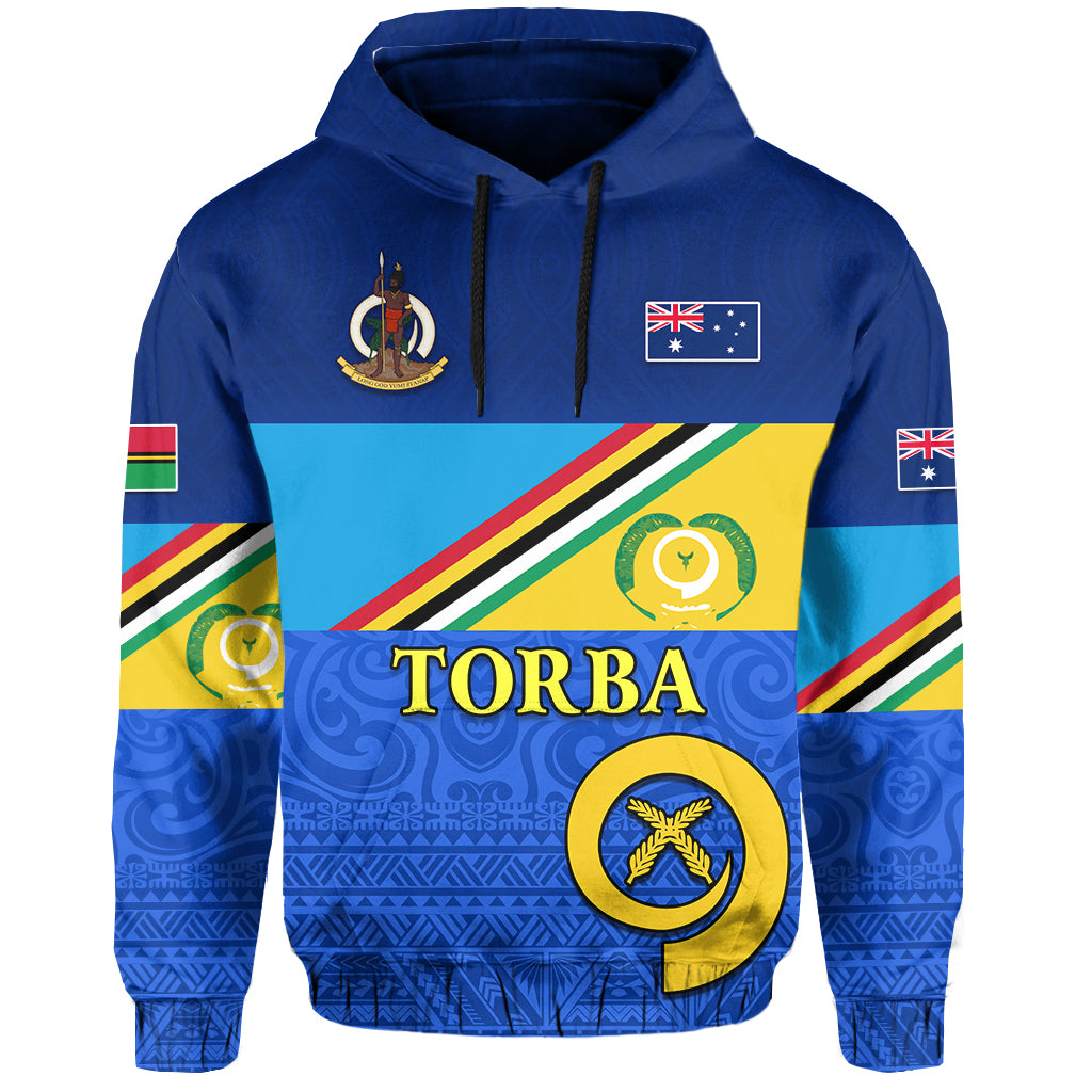 Custom Torba Vanuatu Province Hoodie Mix Australia Flag LT13 Hoodie Black - Polynesian Pride