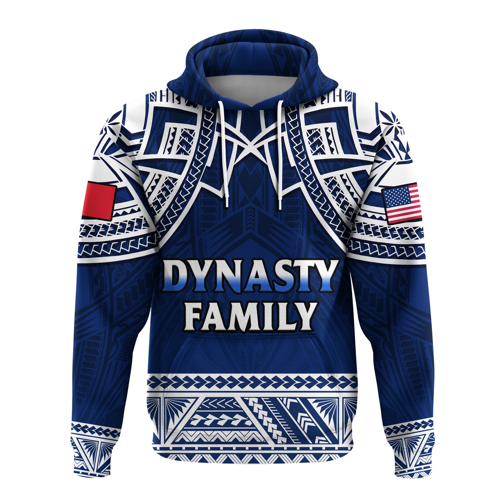 Dynasty Family Hoodie CHALF Polynesian Pattern LT14 Pullover Hoodie Blue - Polynesian Pride