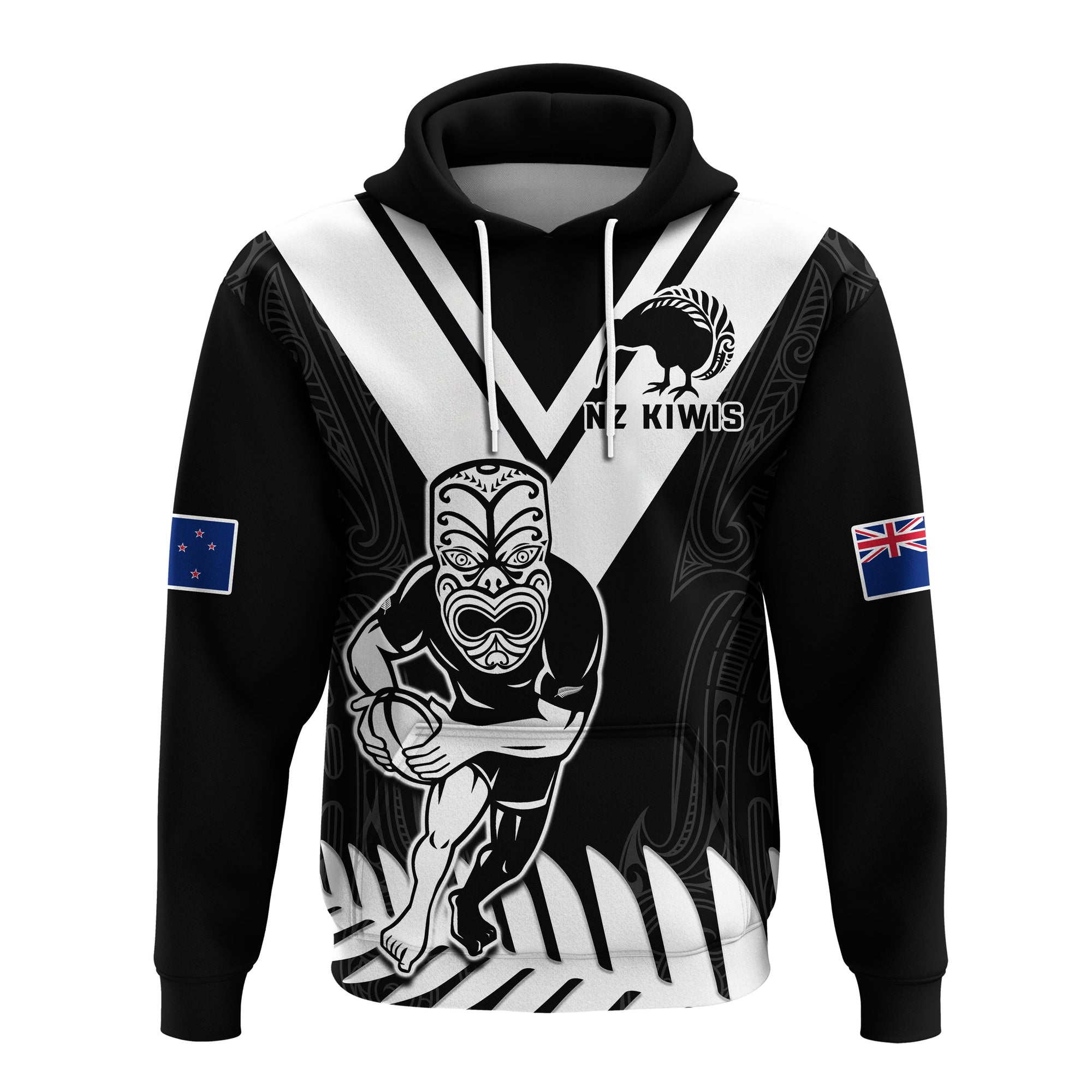 (Custom Text and Number) New Zealand Silver Fern Rugby Hoodie NZ Kiwi Pacific Maori Sporty LT14 Pullover Hoodie Black - Polynesian Pride