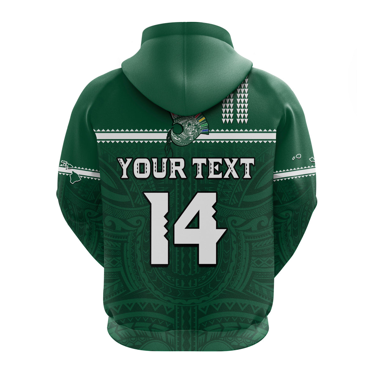 (Custom Text and Number) Hawaii Football Hoodie Kakau Rainbow Warriors Helmet Go Bows LT14 - Polynesian Pride