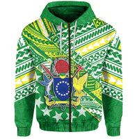 Custom Cook Islands Rugby Zip Hoodie New Breathable LT13 Unisex Green - Polynesian Pride