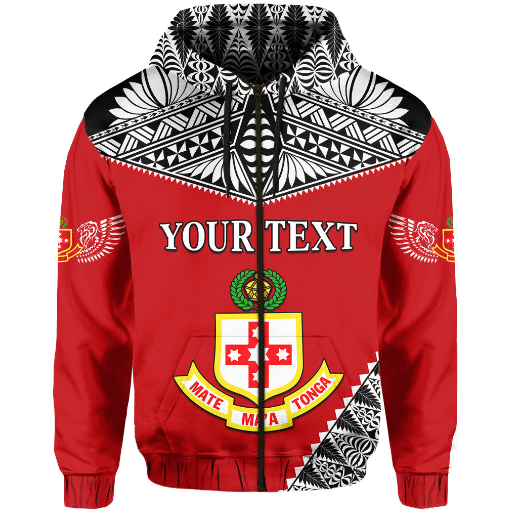 Custom Kolisi Tonga Zip Hoodie College Atele Mate Maa Tonga LT13 Unisex Red - Polynesian Pride