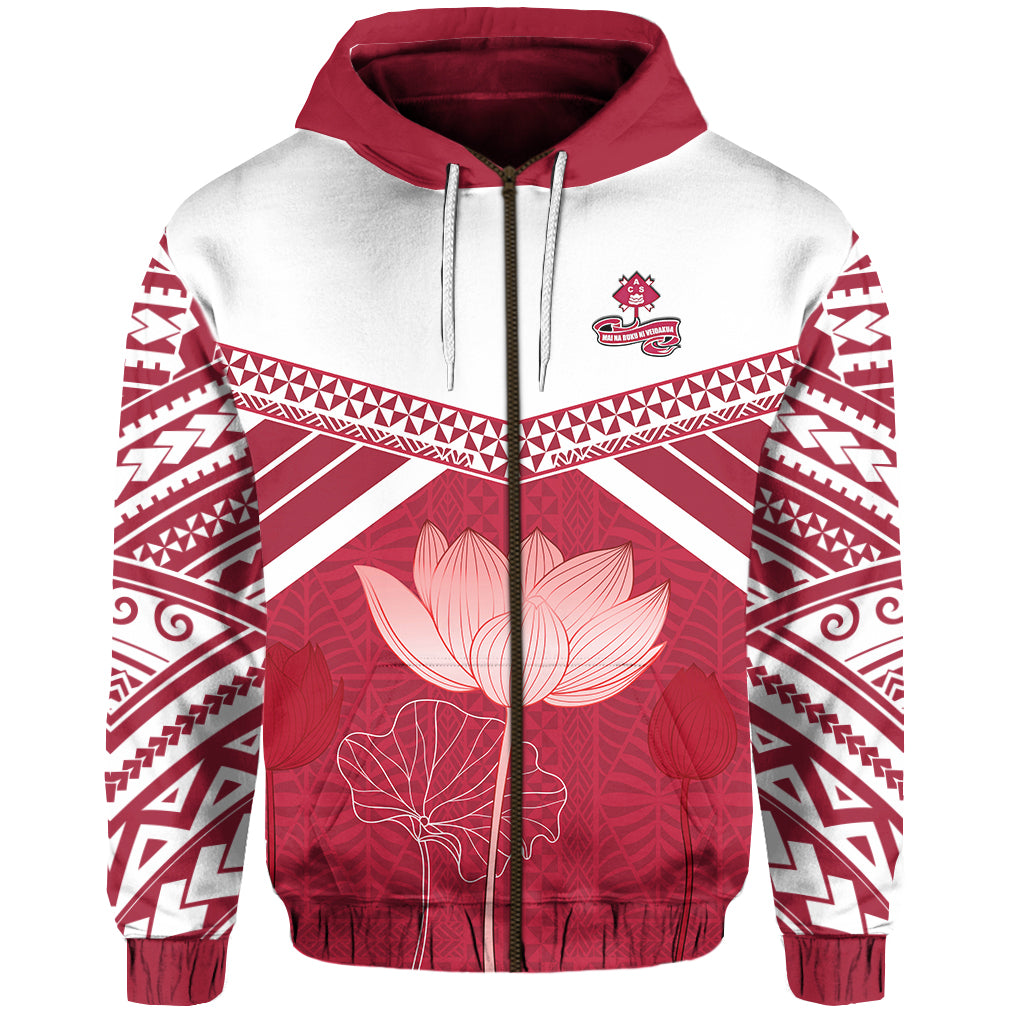 Adi Cakobau Zip Hoodie Fiji School LT13 Unisex Crimson - Polynesian Pride