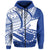 Custom Cook Islands Zip Hoodie Flag Style Blue With Claw Pattern LT13 Unisex Blue - Polynesian Pride