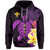 Custom Hawaii Turtle Zip Hoodie Hawaiian Flowers Version Purple Elegant LT13 - Polynesian Pride