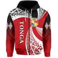 Tonga Distinctive Zip Hoodie Tongan Tapa Pattern LT13 Unisex Red - Polynesian Pride