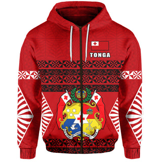 Tonga Zip Hoodie Tongan Pattern LT13 - Unisex / S / Red