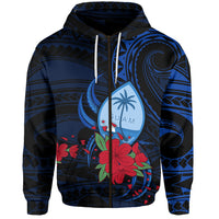 Custom Guam Zip Hoodie Polynesian Flowers LT13 - Polynesian Pride