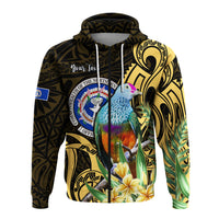 Custom Northern Mariana Islands Hoodie Mariana Fruit Dove Mix Frangipani Flowers Gold LT13 Zip Hoodie Gold - Polynesian Pride