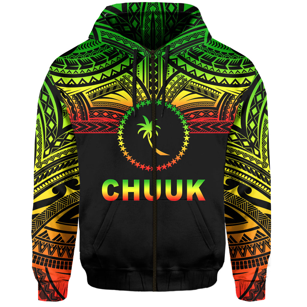 Custom Chuuk Flag Zip Hoodie Micronesia Style Reggae LT13 - Polynesian Pride