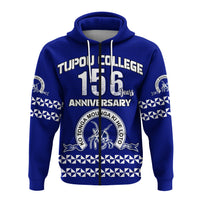 Tonga Tupou College Toloa Hoodie 156 Years Anniversary Tongan Ngatu LT13 Zip Hoodie Blue - Polynesian Pride