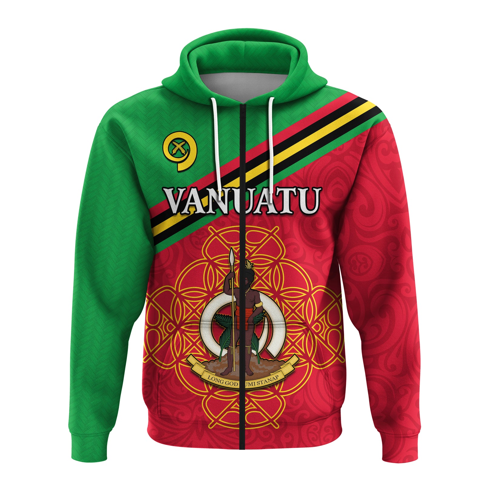 Vanuatu Zip Hoodie Pattern Sand Drawing LT13 Unisex Red - Polynesian Pride