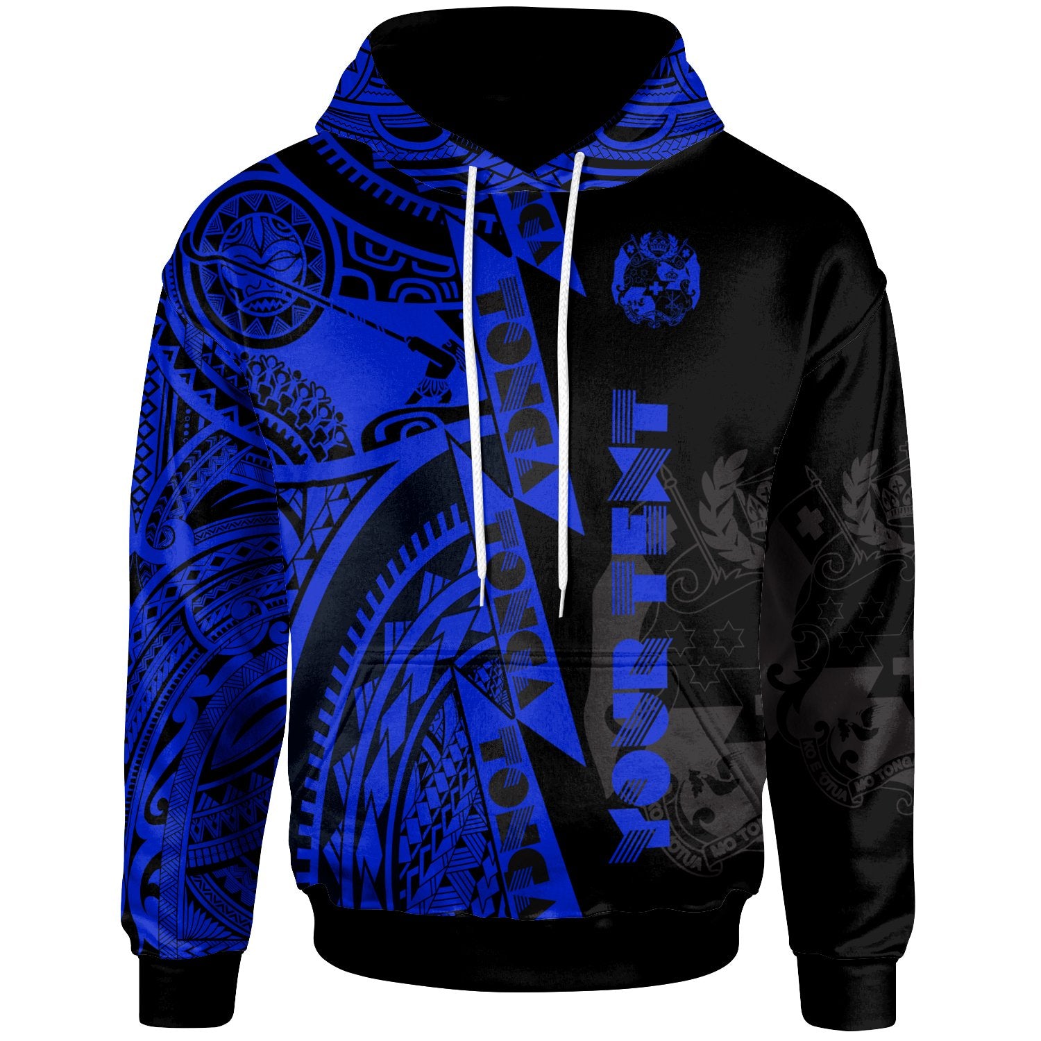 Custom Polynesian Tonga Hoodie Maui Moana Tattoo with Seal Tonga Unisex Blue - Polynesian Pride