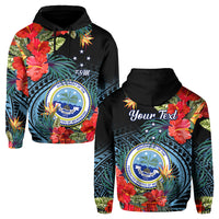 Custom Federated States of Micronesia Hoodie Hibiscus Flowers FSM Seal Polynesian LT14 Pullover Hoodie Black - Polynesian Pride
