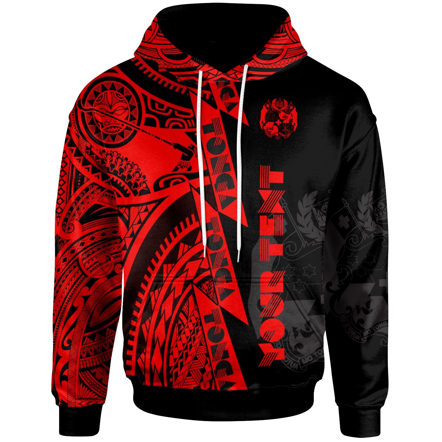 Custom Polynesian Tonga Hoodie Maui Moana Tattoo with Seal Tonga Unisex Red - Polynesian Pride