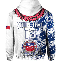 (Custom Text and Number) Toa Samoa Rugby Hoodie Siamupini Ula Fala White LT13 - Polynesian Pride