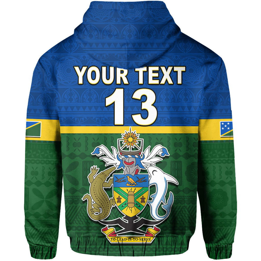 (Custom Text and Number) Solomon Islands National Day Hoodie Independence Day Tapa Pattern LT13 - Polynesian Pride