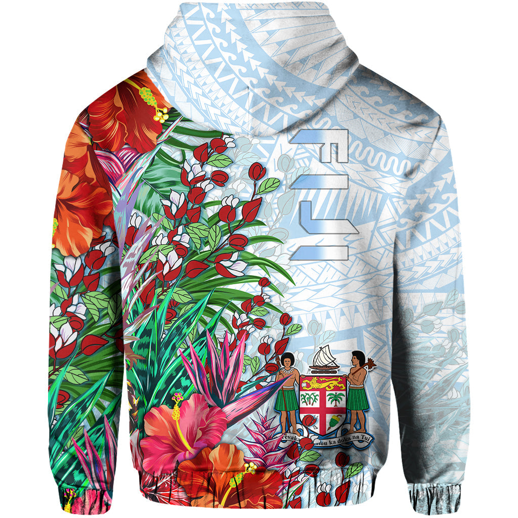 Fiji Hoodie Proud Fijian Tapa mix Tagimoucia Flowers LT13 - Polynesian Pride