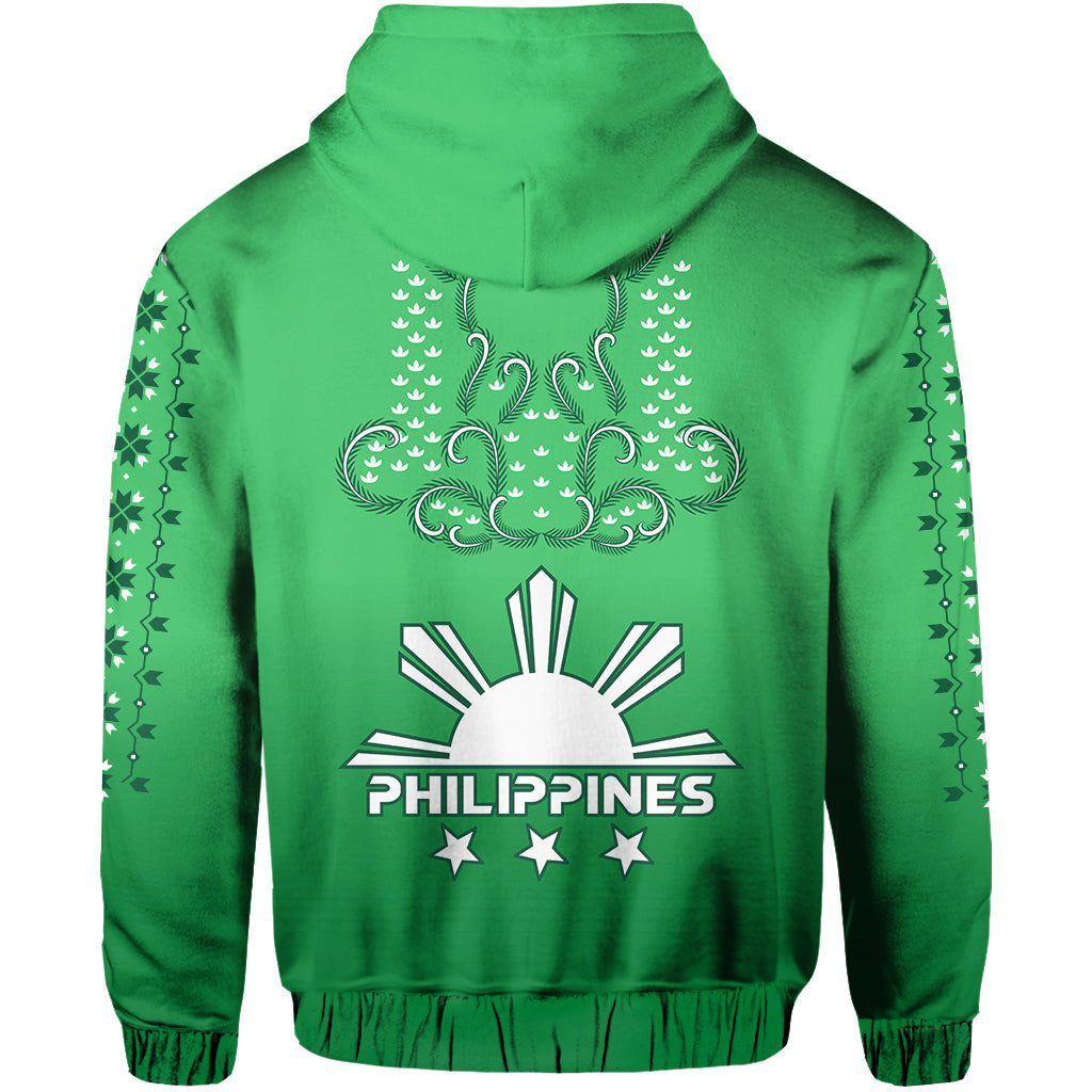 Philippines Hoodie Sun Filipino Green Barong LT13 - Polynesian Pride
