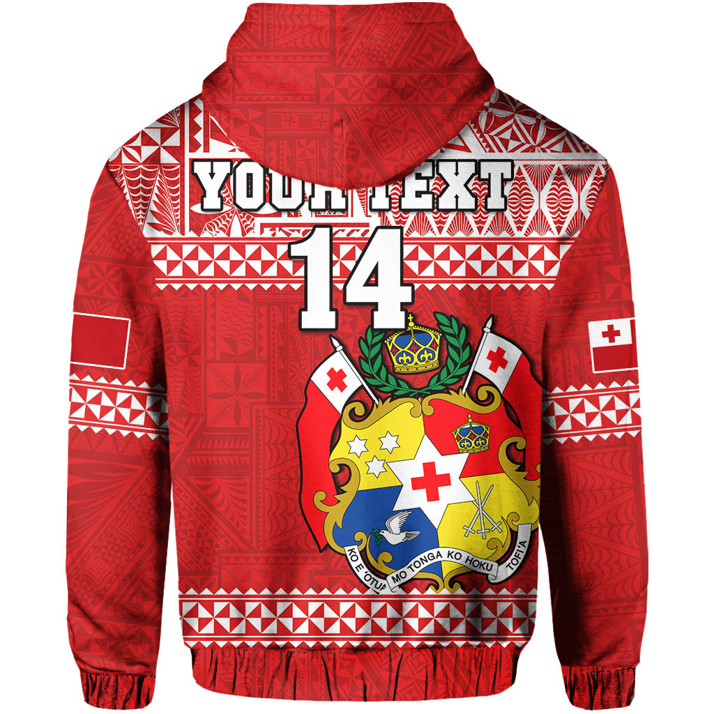 (Custom Text and Number) Tonga Rugby Hoodie Mate Maa Tonga Pacific Ngatu White LT14 - Polynesian Pride