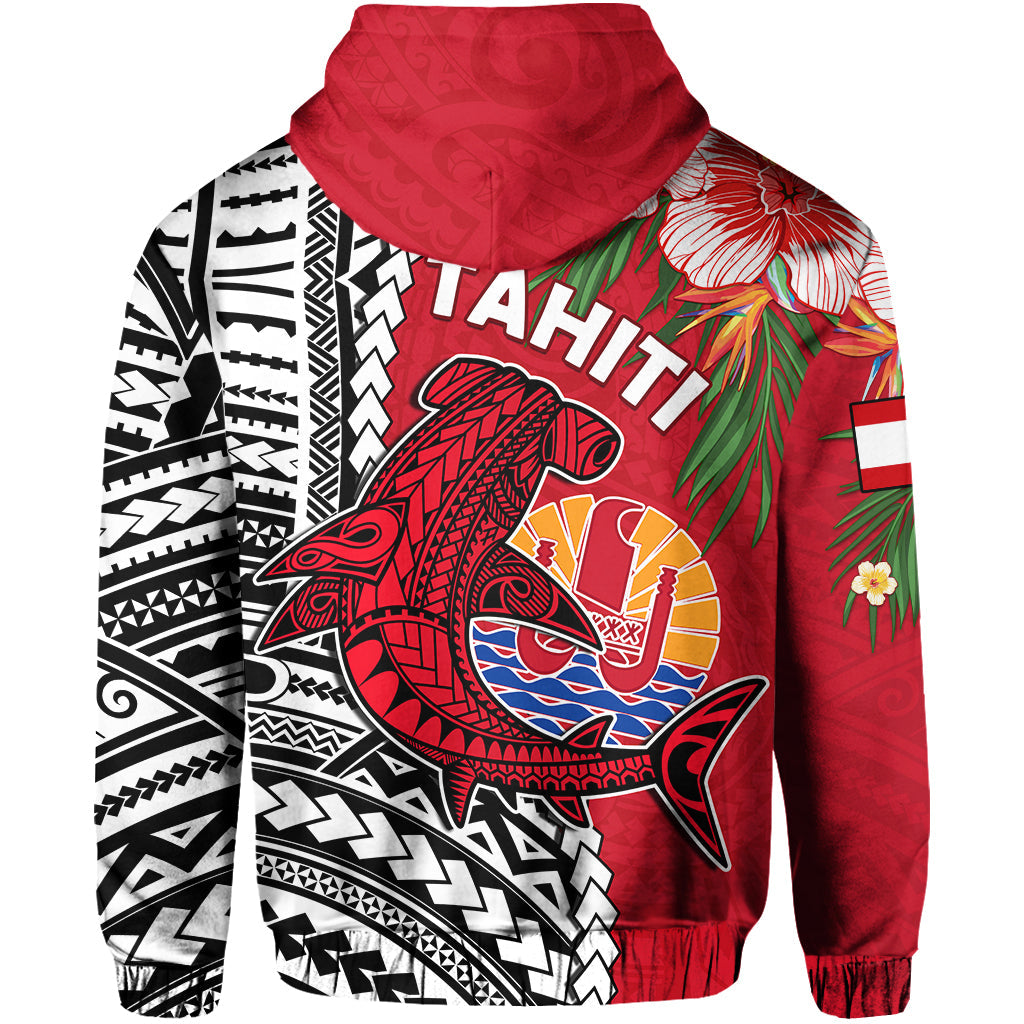 Tahiti Islands Hoodie Polynesian Shark Mix Tropical Flowers LT14 - Polynesian Pride