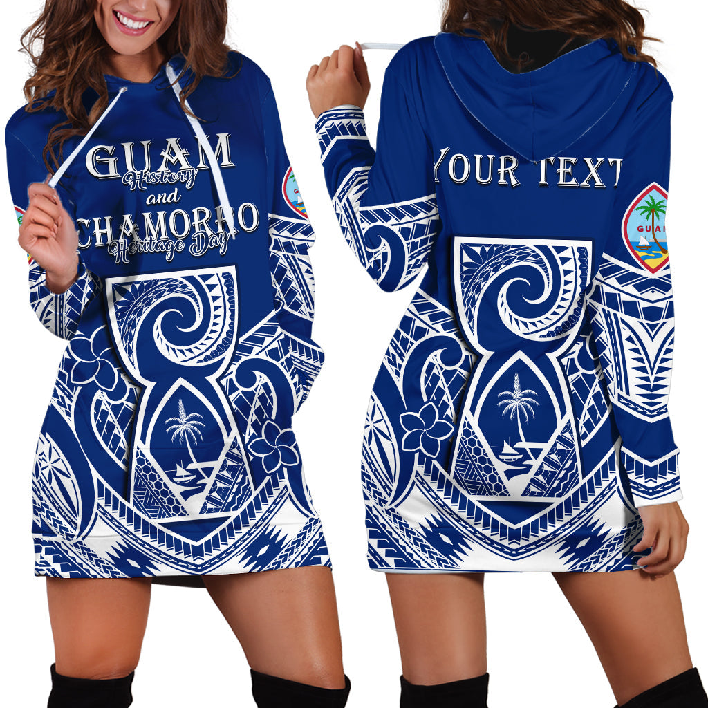 (Custom Personalised) Guam History and Chamorro Heritage Day Hoodie Dress Latte Stone Polynesian LT14 Blue - Polynesian Pride