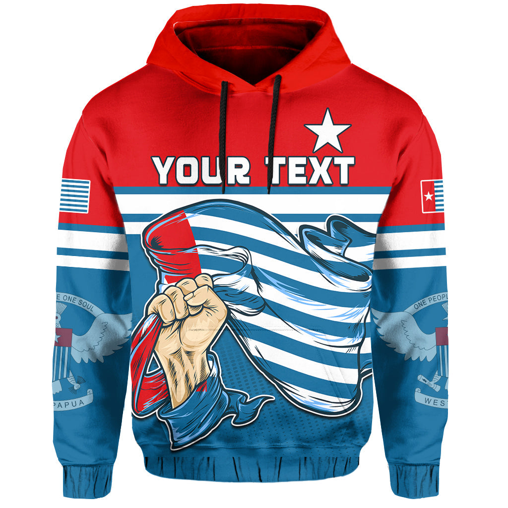 Custom Football Hoodie One People One Soul Strong West Papuan LT13 Pullover Hoodie Blue - Polynesian Pride