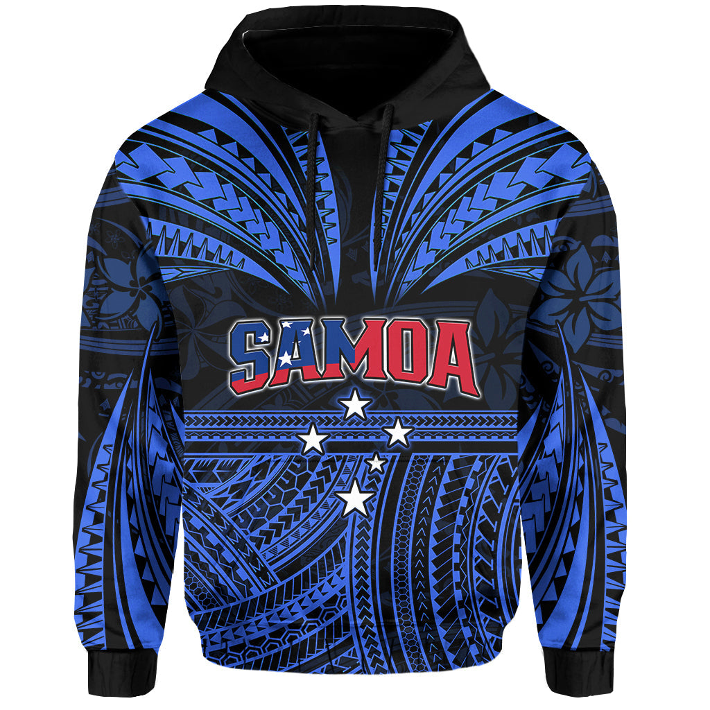 Custom Samoa Tatau Hoodie Blue Polynesian Proud Samoan LT13 Pullover Hoodie Blue - Polynesian Pride