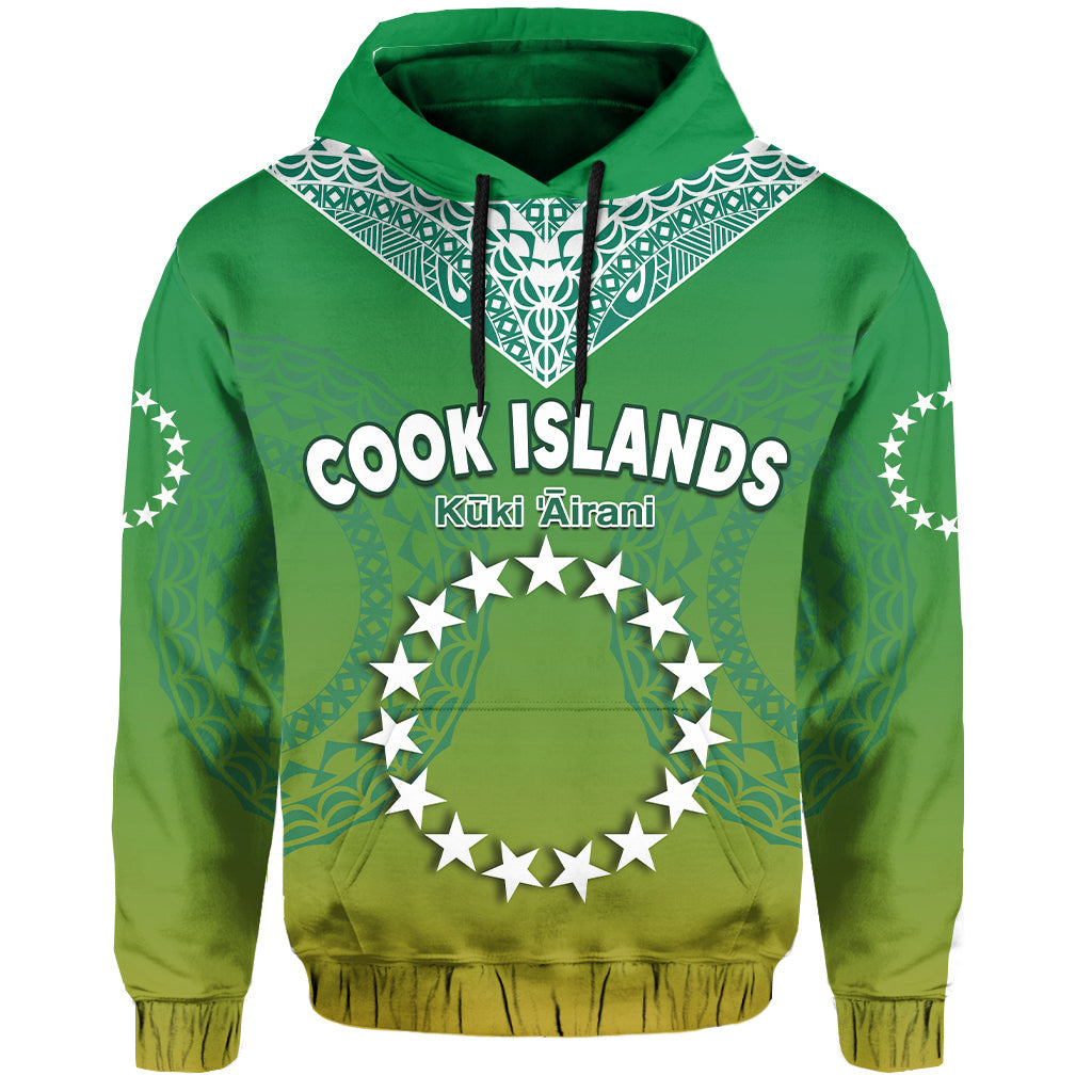 Cook Islands Hoodie Circle Pattern Mix Sea Turtle Green Version LT14 Hoodie Green - Polynesian Pride