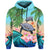 Polynesian Turtle Coconut Tree and Orchids Hoodie LT14 Hoodie Blue - Polynesian Pride