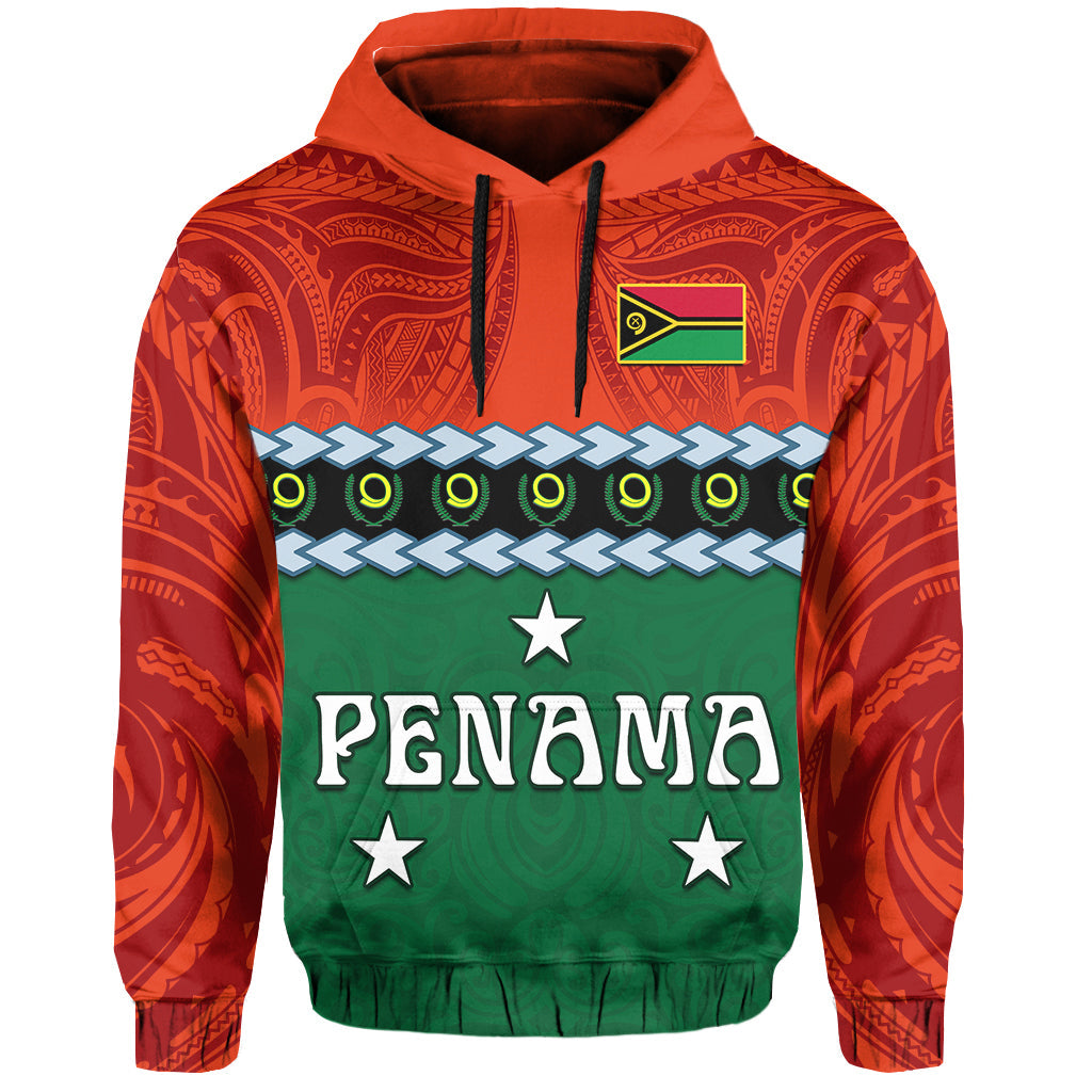 Custom Penama Province Hoodie Vanuatu Pig Tusk Polynesian Flag Style LT14 Hoodie Green - Polynesian Pride