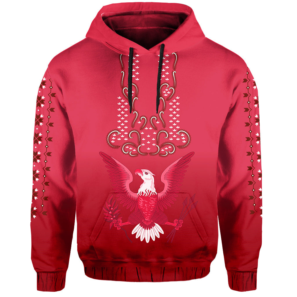 Custom Philippines Hoodie Sun Filipino Red Barong LT13 Pullover Hoodie Red - Polynesian Pride