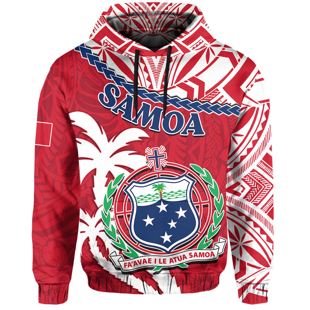 Samoa Hoodie Samoan Coat of Arms With Coconut Red Style LT14 Hoodie Red - Polynesian Pride