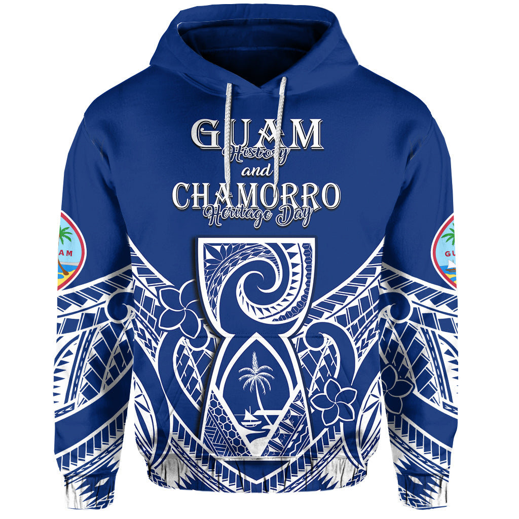 Custom Guam History and Chamorro Heritage Day Hoodie Latte Stone Polynesian LT14 Pullover Hoodie Blue - Polynesian Pride