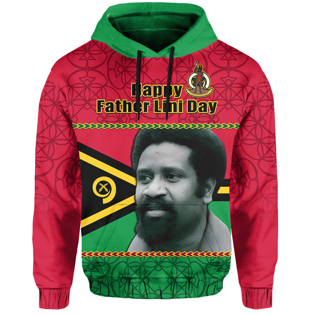 Vanuatu Hoodie Vanuatuan Flag Sand Drawing Happy Father Lini Day LT14 Pullover Hoodie Red - Polynesian Pride