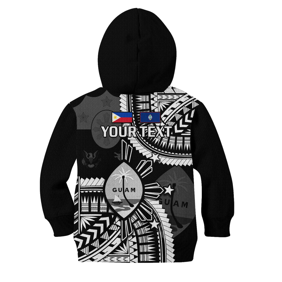 (Custom Personalised) Guam and Philippines Hoodie KID Guaman Filipinas Together Black LT14 - Polynesian Pride