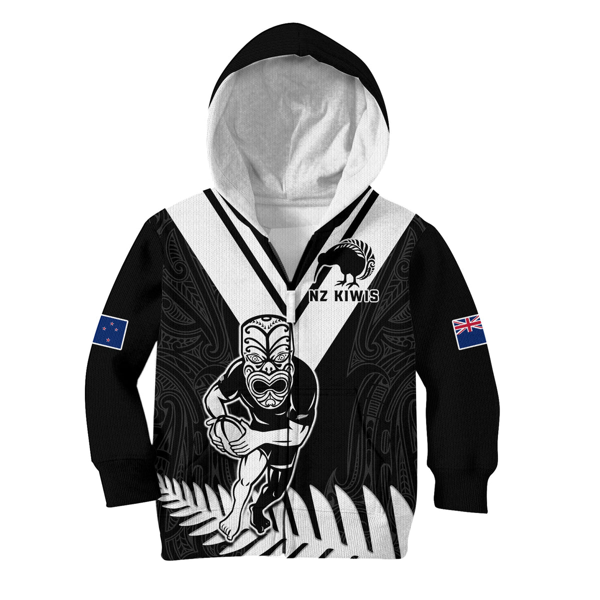 New Zealand Silver Fern Rugby Hoodie KID NZ Kiwi Pacific Maori Sporty LT14 - Polynesian Pride