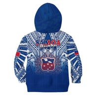 Samoa Rugby Hoodie KID Toa Samoa Polynesian Pacific Navy Version LT14 Zip Hoodie Blue - Polynesian Pride